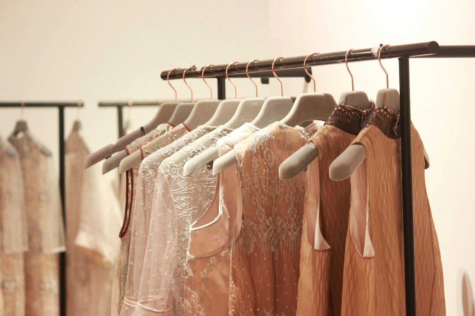 Embroidered pastel ethnic wear on display at Tints and Shades by Rachna boutique